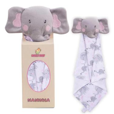 Imagem de Naninha Para Bebê Porta Chupeta Bichinhos - Criativa, Elefante Rosa