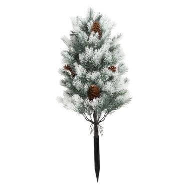 Imagem de WeiLaiKeQi Topiaria de galhos artificiais de árvore de Natal fácil de instalar com estaca de solo, arbustos verdes artificiais para casamento no quintal, Branco