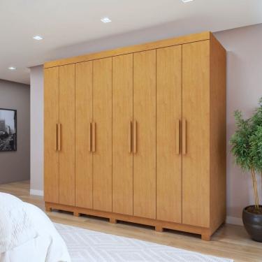 Imagem de Guarda-roupa 8 Portas 4 Gavetas com Pé Andara Soft Amêndoa Clean