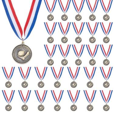 Imagem de ORIGACH 30 medalhas de prêmio de futebol a granel medalhas de troféu de 5 cm com fitas de pescoço para competições e festas de futebol, presente de prêmio para esportes
