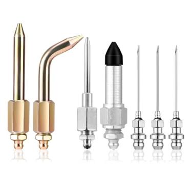 Imagem de 7un Kit Acessórios para Pistola de Graxa, Inclui 3 Bicos de Lubrificação, 1 Dispensador Agulhas, Encaixe Borracha, Bico Reto e Acoplador Adaptador Cotovelo para Espaços Pequenos Estreitos
