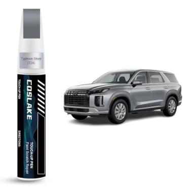 Imagem de COSLAKE Tinta de retoque de carro (Typhoon Silver(T2X)) para Hyundai, kit de reparo de arranhões de pintura de carro, solução rápida e fácil de reparar, caneta removedor de arranhões 2 em 1 com cor