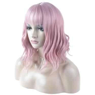Imagem de Peruca DAOTS Curly 35 cm com franja de fibra sintética para mulheres r