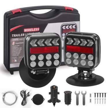 Imagem de QCLTY Kit de luz de reboque de LED magnético sem fio, vermelho e âmbar, portátil com estojo de armazenamento