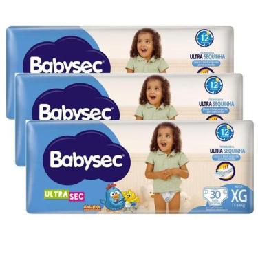 Imagem de Kit 3 Fraldas Babysec Ultrasec Mega Galinha Pintadinha XG com 30 unida