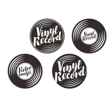 Imagem de Disco de gravação padrão criativo sala de aula quarto varanda decoração de parede de casa adesivo de parede esculpido mural para decoração de casas de aluguel adesivos de parede e murais