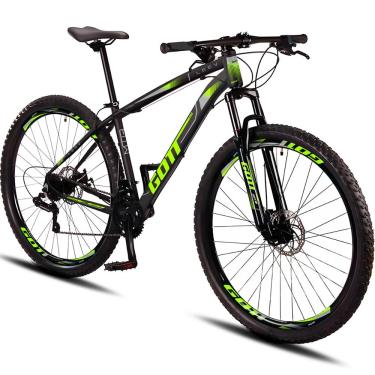 Imagem de Bicicleta Aro 29 Alumínio Gott 21v Freio a Disco Leev - Preto/Verde Neon - 19