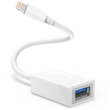 Imagem de KENJURL Adaptador de câmera Lightning para USB para iPhone/iPad, suporta câmeras, leitores de cartão, pen drives USB, teclados MIDI, mouses - Experiência OTG sem costura