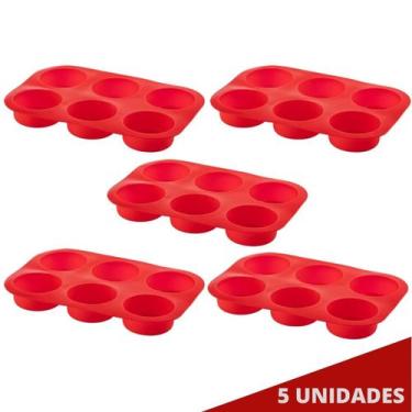 Imagem de Jogo 5 Assadeira 6 CupCakes Silicone Antiaderente Sortida - QUALITY HO