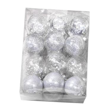 Imagem de UGPLM 12 peças enfeites pendurados para árvore de Natal decoração de Natal bolas de decorativas enfeites para guirlanda guirlanda quintal interno feriado, Prata
