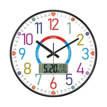 Imagem de Ｂｅｓｇａ Relógio de parede infantil de 12 polegadas, relógio educativo silencioso para quarto de meninos e meninas, decoração elegante, Style a