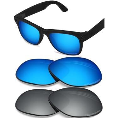 Imagem de BLAZERBUCK Lentes de reposição polarizadas anti-sal para RayBan Meta Wayfarer RW4008 53 mm - Prata Cromada e Azul Gelo