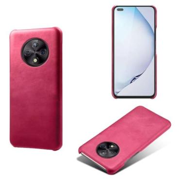 Imagem de Capa para Huawei Honor Play 50 Plus,Proteção contra quedas,Casca de volta de cor sólida simples,Design de couro de imitação de plástico-Rose