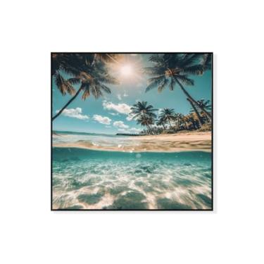 Imagem de Quadro Canvas Com Moldura Praia Mar Verão Areia 100x100 Cm Moldura Preta
