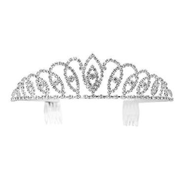 Imagem de Bseash — Coroa de tiara de cristal prateada com coroa de princesa elegante com pentes para mulheres, meninas, noivas, formaturas, festas de aniversário