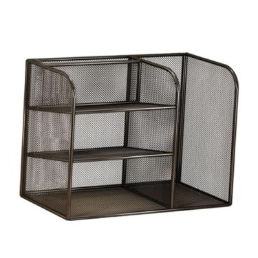 Imagem de oshhni Organizador de mesa, bandeja de papel para cartas, suporte para arquivos de mesa de escritório, classificador de documentos para dormitório, notebook, Preto