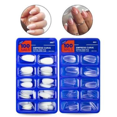 Imagem de Kit 200 Unha Postiça Almond Curta Branca Transparente Nail - Arte Sedu