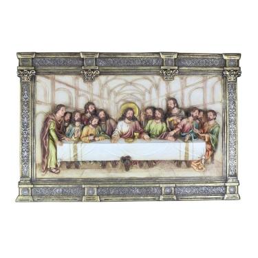 Imagem de Quadro Santa Ceia Páscoa Moldurado Rústico 70Cm