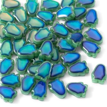 Imagem de Beadthoven 50 peças de contas de vidro de cristal de flor de tulipa que muda de cor, sensor de humor, pulseira, miçangas, espaçadores divertidos de pônei para fazer joias, colar, chaveiro, presentes