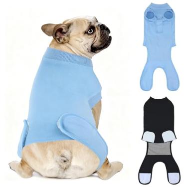 Imagem de QUEARN Pacote com 2 unidades de algodão respirável para recuperação de cães após esterilização pós-esterilização de feridas abdominais, macacões profissionais anti-lambidas para ataduras cirúrgicas de