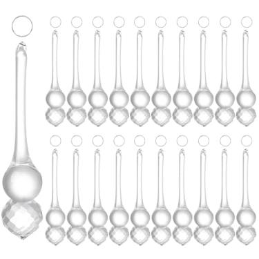 Imagem de LONGWIN 20 peças de enfeites de gota de vidro de cristal transparente de 10 cm para árvore de Natal, peças de reposição de cristais de lustre, decoração de mesa central de gota de chuva de Natal