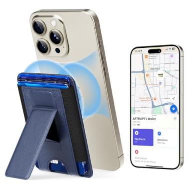 Imagem de APTMAPT Carteira Magsafe para iPhone 16/15/14/13/12 Series | Carteira rastreável | Suporte ajustável | Aderência segura | Funciona com Apple Find My | Magnético mais forte | Suporte para 6 cartões |