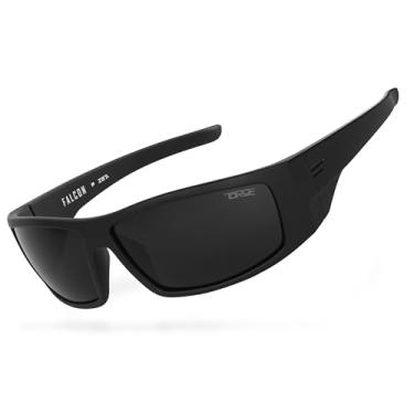 Imagem de TOROE Óculos de sol Warp Around z87 Falcon Tr90 armação com lentes polarizadas grau A, Preto fosco | Emblema preto, 70mm