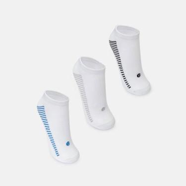 Imagem de Kit 3 Meias Puket Adulto Sapatilha Unissex, Branco, 40-44