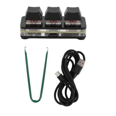 Imagem de Mini teclado Sayo Device 3 teclas, teclado mecânico USB para jogos com iluminação RGB e interruptor vermelho, personalizável para uso no escritório (preto)