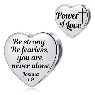 Imagem de MiiFort Berloque de coração de amor com versículo bíblico, pulseiras Pandora, religião, aniversário, presente para mulheres, filha, aço inoxidável, One Size, Aço inoxidável, Sem Pedra Preciosa