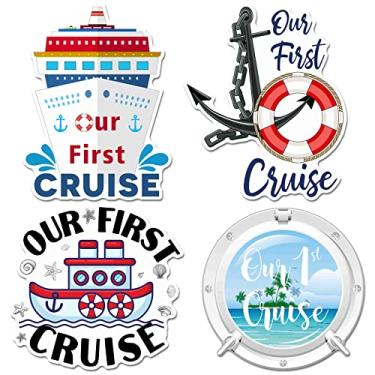 Imagem de Hoteam 4 peças grandes para decoração de porta de cruzeiro magnético primeiro navio de cruzeiro ímãs de geladeira à prova d'água para carnaval cabine geladeira decoração de carro