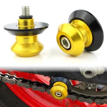 Imagem de 1 par de carretéis de braço oscilante para motocicleta Xitomer M8 X1.25, para Suzuki GSX-R600/750/1000, SV, HONDA CBR600RR/1000RR, Kawasaki Z650/Z900/ZX-6R/ZX-10R, Ninja400, BMW S1000RRRRR/S1000R (dourado)