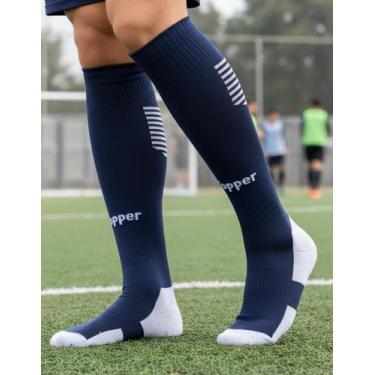 Imagem de Meião Futebol Topper Boleiro Faixa Tensora Dry Adulto, Azul marinho
