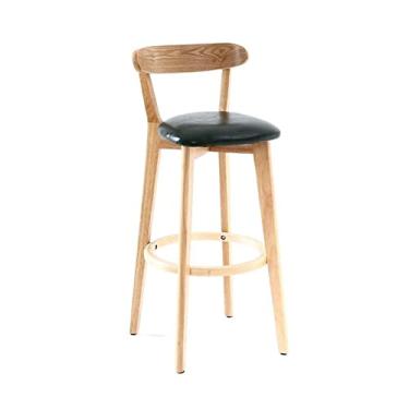 Imagem de GRFIT Cadeira de bar requintada cadeira de bar de madeira moderna simples banco alto encosto cadeira de mesa restaurante ilha banco ajustável bancos de bar (cor: F)
