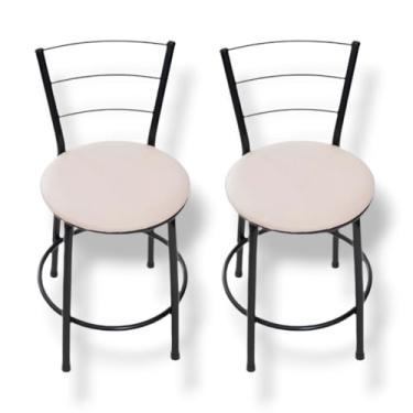 Imagem de 2 BANQUETAS BAIXA 3 ARAME 70 CM ALTURA TOTAL COZINHA (BEGE)