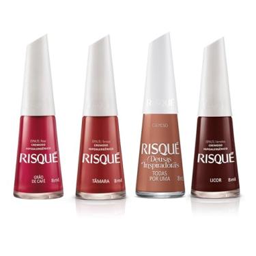 Imagem de Kit 15 Esmaltes Risque Cores Tons Quentes Vermelho Laranja Roxo (4 Cor)