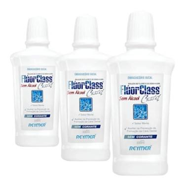 Imagem de Kit 3 Enxaguante Bucal FluorClass Cristal, 500ml, Flúor 0.05%, Sabor Menta Refrescante, Prevenção de Cáries e Saúde Bucal