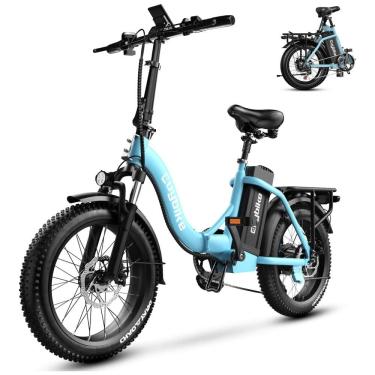 Imagem de Bicicleta Elétrica Dobrável de 1000W, Bateria Removível de 48V 20Ah, Alcance Máximo de 80 Milhas para Adultos, Pneu Largo de 20 Polegadas -