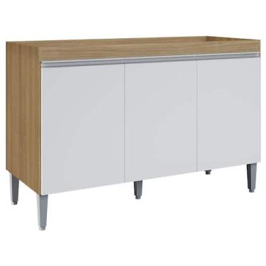 Imagem de Balcao Para Pia Sem Tampo 120 cm Manu Amendoa Branco REAJL Moveis, Ame