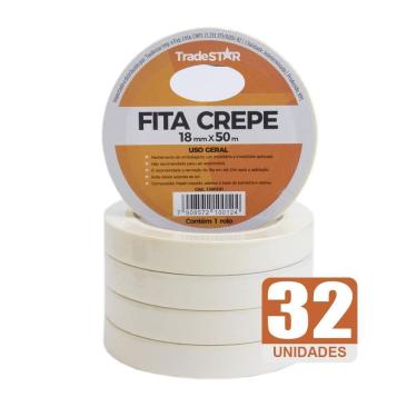 Imagem de Fita Adesiva Crepe Papel 18Mm X 50M C/32 Rolos 18X50