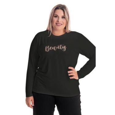 Imagem de Blusa Feminina Manga Longa em Malha Visco com Aplique "Beauty" - Seren