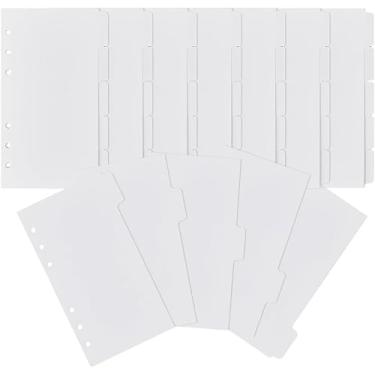 Imagem de Separadores de fichário A6 para fichário de 6 anéis, 40 folhas, divisória de índice, 8 conjuntos de separadores de página em branco com 5 abas para caderno de 10,2 cm