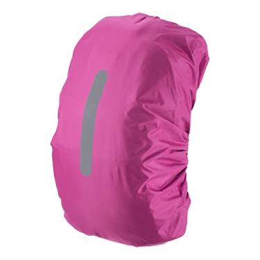 Imagem de Capa de chuva impermeável 55-65L, capa de mochila antiderrapante com alça refletiva vertical, permanece seca para caminhadas, acampamento, caça, G, rosa vermelha