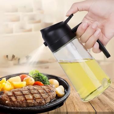 Imagem de Pulverizador de óleo para cozinhar, garrafa dispensadora 2 em 1 para cozinha, 470 ml, grau alimentício para fritadeira a ar, salada, fritura, churrasco