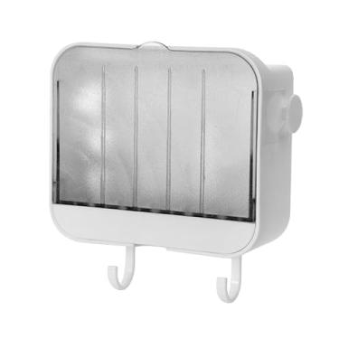 Imagem de FTVOGUE Caixa de Sabonete Montada na Parede, Recipiente à Prova de Poeira Com Drenagem Automática e Ganchos, Bandeja de Parede PP à Prova d'água para Banheiro, Cozinha, Lavanderia, 4,9 X 1,8 X 4,3