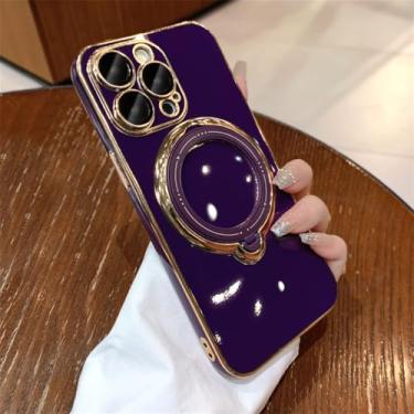 Imagem de Capa de carregamento sem fio para iPhone 11 12 13 14 15 Pro Max X Xs Max XR 7 8 Plus Capa com suporte de anel magnético, roxa, para iPhone 7plus