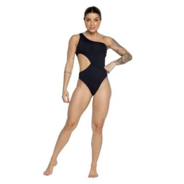 Imagem de Maiô Um Ombro Só WLS Modas Básico Fenda Costa Nua Confortavel Verão Mo