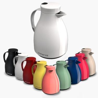 Imagem de Garrafa Térmica com Gatilho Bule Café Chá Terere 1L Vintage (Branca)