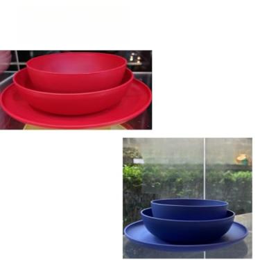 Imagem de ogo de 3 Pratos Resistente Linha Colours – Variedade de Cores, Livre de BPA e Uso no Micro-ondas | Prato Raso, Fundo e Bowl Modernos(Kit 2 jogos de pratos/Ver/Mirt)