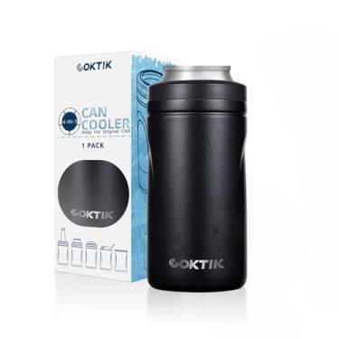 Imagem de COKTIK Refrigerador de lata isolado 5 em 1, Doublae Wall Slim Can Cooler para latas regulares ou finas de 355 ml e garrafa de cerveja (PRETO)